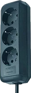Steckdosenleiste 3-fach schwarz 1,4m H05VV-F 3G1,5