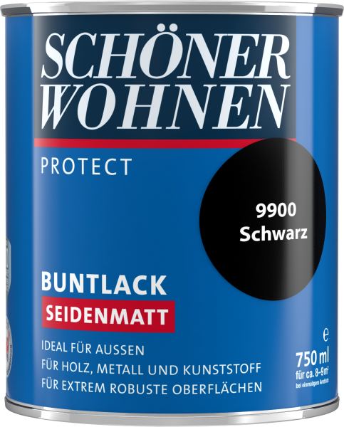 750ml Schöner Wohnen Protect Buntlack seidenmatt 9900 Schwarz