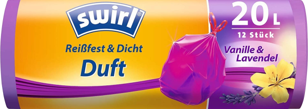 Swirl 20 Liter DUFT-Müllbeutel Vanille-Lavendel, (12/Rolle), 45x50cm