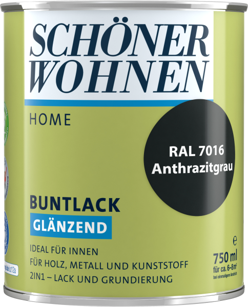 750ml Schöner Wohnen Home Buntlack glänzend, RAL 7016 Anthrazitgrau