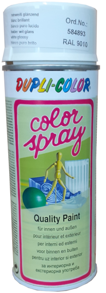 400ml DUPLI-COLOR Sprühlack Color Spray Reinweiß RAL 9010 glänzend,