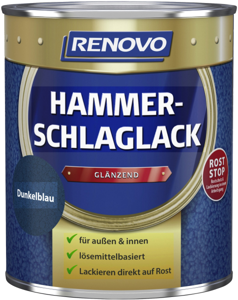 250ml Renovo Hammerschlaglack glänzend dunkelblau