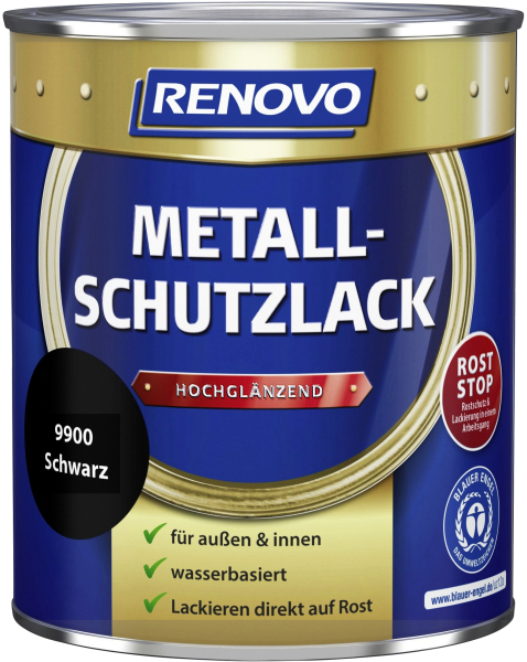 750ml Renovo Metallschutzlack hgl Schwarz 9900