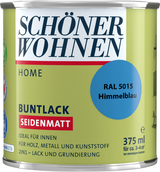 375ml Schöner Wohnen Home Buntlack seidenmatt, RAL 5015 Himmelblau
