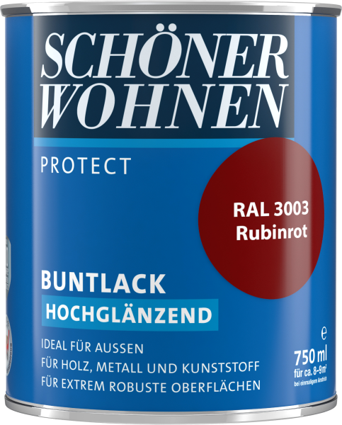 750ml Schöner Wohnen Protect Buntlack hochglänzend RAL 3003 Rubinrot