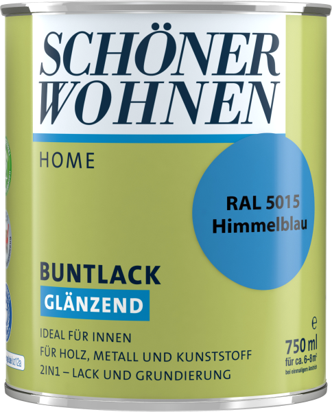 750ml Schöner Wohnen Home Buntlack glänzend, RAL 5015 Himmelblau