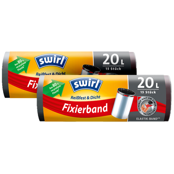 Swirl 20 Liter Fixierband-Müllbeutel R+D, (15/Rolle)