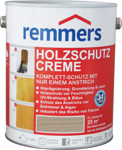 2,5L Remmers Holzschutz Creme Silbergrau