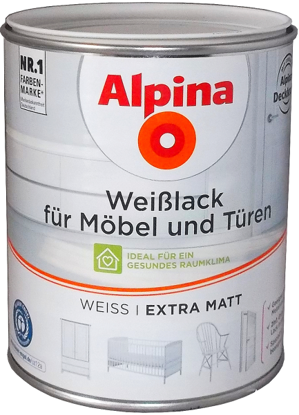750ml ALPINA Weißlack f. Möbel &Türen extra matt