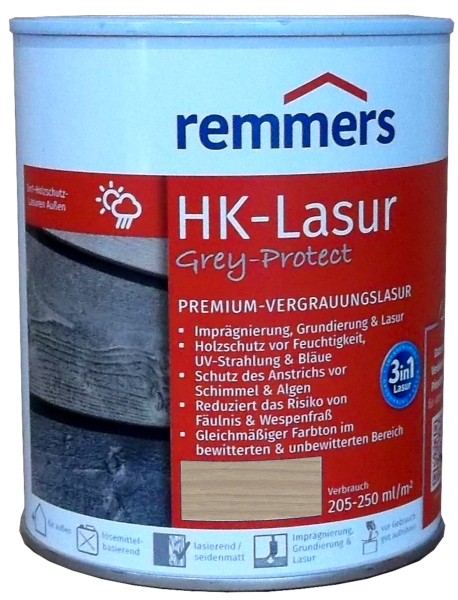 750ml Remmers HK Lasur Silbergrau Grey-Protect