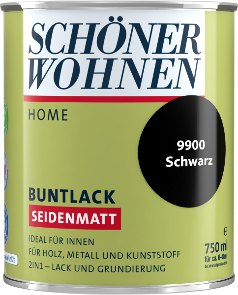 750ml Schöner Wohnen Home Buntlack seidenmatt, 9900 Schwarz