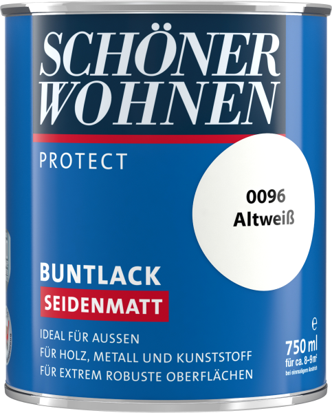 750ml Schöner Wohnen Protect Buntlack seidenmatt 0096 Altweiß