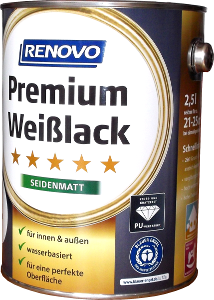 2,5L RENOVO Premium Weisslack Seidenmatt Weiss 0095