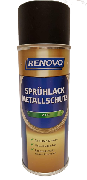 400ml Renovo Sprühlack Metallschutz Mattschwarz