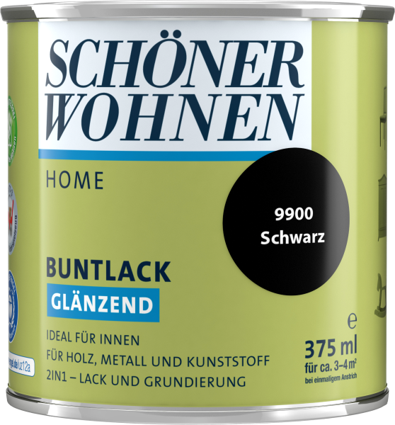 375ml Schöner Wohnen Home Buntlack glänzend, 9900 Schwarz