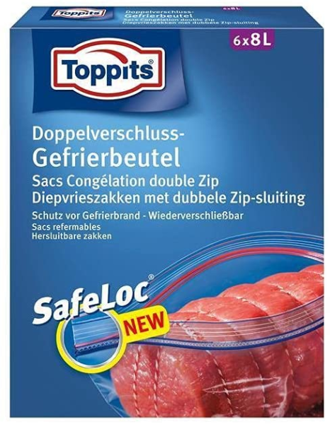 Toppits 8 Liter Gefrierbeutel Safelock (6 Stück je Pack)
