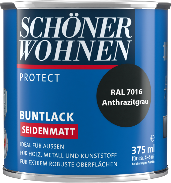 375ml Schöner Wohnen Protect Buntlack seidenmatt RAL 7016 Anthrazitgrau