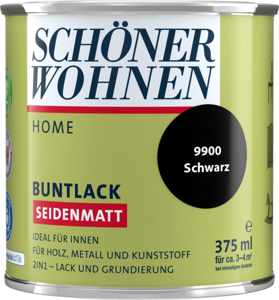 375ml Schöner Wohnen Home Buntlack seidenmatt, 9900 Schwarz
